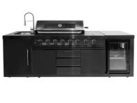 Cuisine extérieure JOYEDA 316 sur roues, ensemble en acier inoxydable, barbecue, évier, four, armoire de bar, grilles extérieures, four à pizza, cuisine extérieure