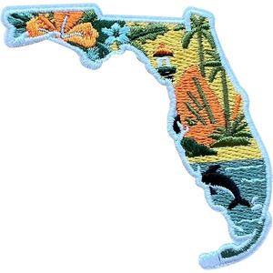 Parche Bordado Personalizado del Mapa del Estado de Florida, 3 Pulgadas, Termoadhesivo o para Coser, Aplique de Tela para Viajes, Regalos - Product Image 1