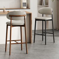 Chaises de bar luxe moderne nordique rustique grand comptoir bois cuir dos cuisine métal haut tabouret meubles chaise Bar pour Table de Bar