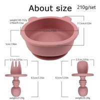 Bol en silicone de qualité alimentaire sans BPA personnalisé en forme d'ours avec un petit ensemble cuillère et fourchette pour bébé, tout-petit, nourrisson