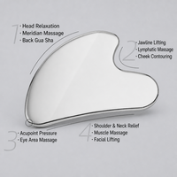 Planche Gua Sha en acier inoxydable 304L poli miroir en forme de cœur, outil de massage ergonomique pour le lifting et le raffermissement du visage et du corps, marque privée