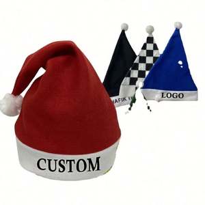 Gorro de Santa Claus con Diseño de Logotipo Personalizado, Bordado, de Fieltro, Terciopelo Grueso, para Adultos y Niños, Opciones Multicolores - Product Image 1
