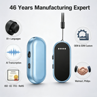 Grabadora de Voz con IA ATS308X, Transcripción en Tiempo Real en 81 Idiomas, Conducción Ósea, Grabación de Llamadas para iPhone, Pulsera OEM
