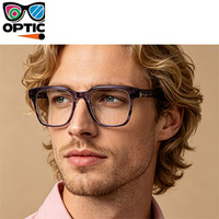 Monture de lunettes carrée en acétate de haute qualité pour hommes avec détails décoratifs en métal pour verres correcteurs