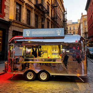 รถเข็นขายของสแตนเลสทรงโค้งพร้อมไฟนีออนหลากสีสำหรับขายเครื่องดื่มและขนมในเวลากลางคืน - Product Image 3