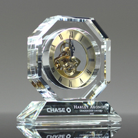 Récompenses de leadership en cristal d'octogone d'horloge réelle luxueuse