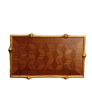 Chinese Style Rectangular Bamboo <b>Tea</b> <b>Tray</b> With Woven Design For <b>Tea</b> Serving And Storage Table Use - Product Image 5
