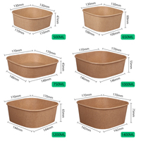 Boîtes alimentaires carrées en papier kraft biodégradable Printon de 32 oz, emballages à emporter, contenants alimentaires jetables avec couvercles