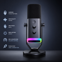 Microphone de jeu dynamique filaire AM8 avec éclairage RGB, fonction de sourdine à une touche, suppression du bruit, pour PC/PS4/5, streaming, enregistrement de podcasts