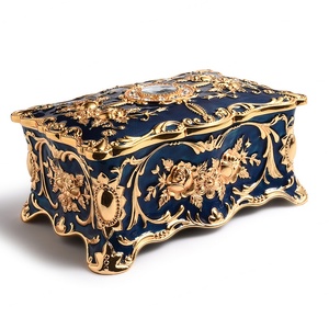 Boîtes de rangement pour bijoux, emballages cadeaux uniques avec motif floral, boîte à bijoux en métal - Product Image 3
