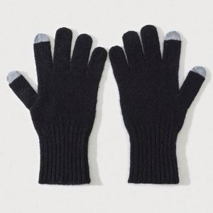 Ensemble bonnet et gants en laine tricotée 100 % pour l'automne et l'hiver, couleur unie, chaud et épais, style décontracté - Product Image 3