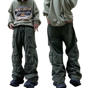 Pantalon cargo décontracté pour homme, style Harajuku, coupe ample et droite, multi-poches, streetwear personnalisé populaire - Product Image 1
