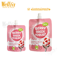 Sachets Doypack à bec verseur en PE blanc 180g 300g, personnalisables avec logo, pour yaourt grec, aliments pour bébés, purée liquide, sachets souples à fond plat
