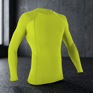 <b>Men's</b> MMA Rash Guard Long Sleeve Green Quick Dry Breathable Spandex Polyester <b>Compression</b> <b>Shirt</b> Adult Sport Top - Product Image 3