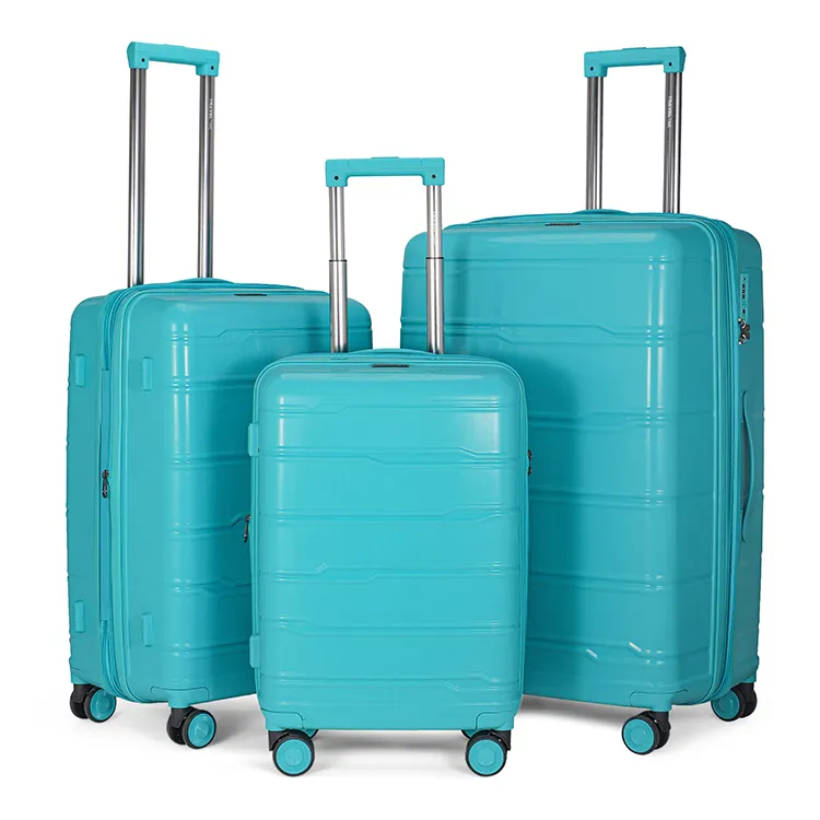 Çin 3 parça polipropilen bavul sert kabuklu valiz Set hafif durumda seyahat çantaları arabası