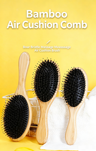 Cepillo de masaje para el cabello con cojín de aire de bambú natural OEM, peine profesional para desenredar y masajear el cuero cabelludo con púas de nailon y cerdas de jabalí - Product Image 6