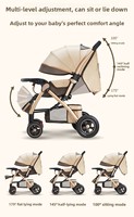 Poussette pliable en métal léger pour bébés de 0 à 6 mois ; Design simple, siège inclinable, poignée à maniement fluide, quatre roues