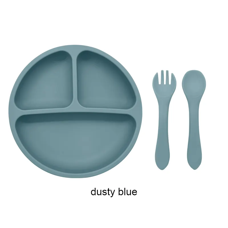 친환경 무독성 강력한 흡입 그릇 숟가락 세트 수유 실리콘 그릇 및 아기를위한 접시