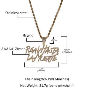 Collar con Colgante de Joyería Hip Hop Real Hasta La Muerte <span class=keywords><strong>Anuel</strong></span> AA Iced Out Circonita Cúbica 5A Chapado en Oro para Hombres y Mujeres - Product Image 5
