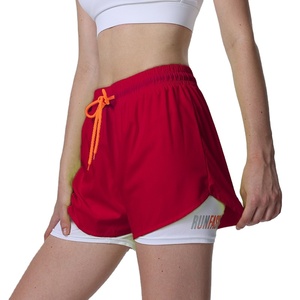 กางเกงกีฬาขาสั้นของผู้หญิงแห้งเร็วป้องกันแสงสะท้อนสำหรับใส่ในฤดูร้อนกางเกงเล่นโยคะวิ่งออกกำลังกายระบายอากาศใส่ลำลองมีสไตล์ดีไซน์แบบสองชิ้น - Product Image 1