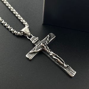Heren 316l Roestvrij Staal <span class=keywords><strong>Jesus</strong></span> <span class=keywords><strong>Crucifix</strong></span> Kruis Hanger Ketting Inri Antiek Zilver Katholiek Christelijk Geloof Sieraden - Product Image 1