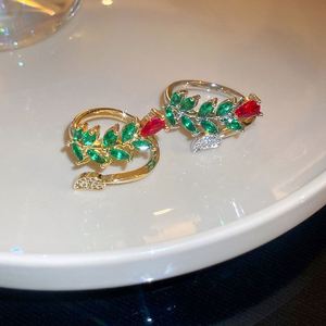 Diamond Leaf & Open Index Finger <b>Ring</b> Personalized Simple Opening Adjustable Zircon <b>Couple</b> Wedding Jewelry Fashion <b>Rings</b> - Product Image 3