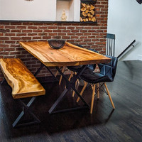 Table à manger de restaurant en bois rustique, usine Offre Spéciale