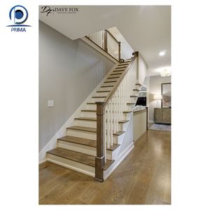 บันไดไม้เนื้อแข็งทรงตรงทันสมัยแบบปรับแต่งได้ของ <span class=keywords><strong>Prima</strong></span> พร้อมราวจับไม้สำหรับใช้ภายในอาคารในห้องนั่งเล่น - Product Image 4