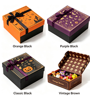 Boîte cadeau rigide écologique pour Halloween, finition mate, logo personnalisé, emballage pour bonbons et chocolats, design citrouille, fantôme, chauve-souris, pour les fêtes