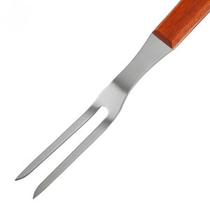 Tenedor de cocina para barbacoa con mango de madera, tenedor de carne de acero inoxidable para barbacoa, parrilla, carne, bistec, uso doméstico - Product Image 3