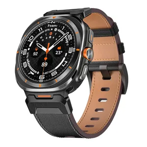 สายนาฬิกาหนังหรูหราขายส่งสำหรับ Samsung Galaxy Watch 7/8 Ultra 47 มม. พร้อมหัวเข็มขัดสแตนเลส - Product Image 1