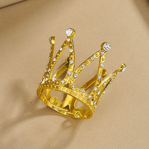 Mini taç kek Topper dekorasyon gümüş altın Metal düğün taç doğum günü partisi prenses Tiara başlığı için kristaller ile - Product Image 2