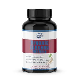 Cápsulas de Extracto de Ginseng OEM ODM, Antioxidante, Aumenta la Energía, Apoya el Sistema Inmunológico, Equilibra el Estado de Ánimo, Suplemento para la Salud, Vegano, Sin OMG - Product Image 1