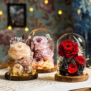 Rosas Eternas Hechas a Mano con Luz LED en Cúpula de Cristal para el Día de la Madre, Navidad, Graduación, Año Nuevo Chino, Acción de Gracias - Product Image 1