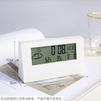 Horloge transfrontalière de température et d'humidité avec affichage météo créatif, veilleuse et alarme, électronique transparente INS