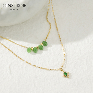 Collana in oro da donna collana impermeabile placcata in pietra naturale di alta qualità con ciondolo in pietra naturale di alta qualità - Product Image 1