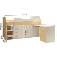 Lit superposé moderne en pin massif avec bureau et armoire, multifonctionnel, gain de place, écologique, grand lit avec rangement pour l'école