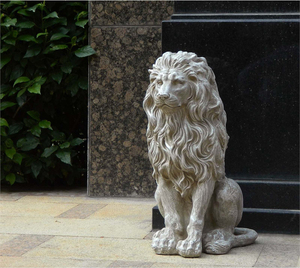 Par de estatuas de granito de león sentado hechas a mano, escultura de granito natural - Product Image 6