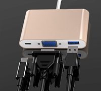 Adaptador USB C a VGA, Hub DE USB-C multipuerto con tipo C, PD, carga rápida de 60W y USB 3,0 para USB-C, portátil, tableta, teléfono inteligente