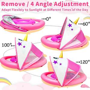 Flotador de Piscina para Bebé con Forma de Unicornio Rosa, con Toldo y Protección Solar UPF 50+, Flotador Inflable para Niños de 6 a 36 Meses - Product Image 2
