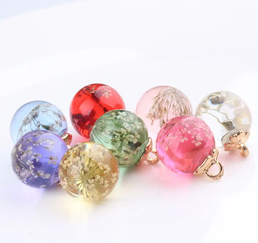 DIY ear accessories Glass ball resin beads eternal flower dried flower earrings material pendant pendant