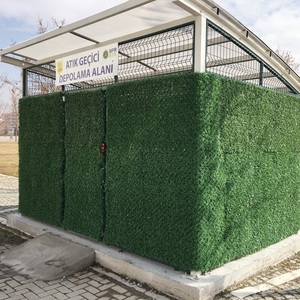 แผงแผ่นแผ่นไม้ระแนงราคาถูกเพื่อความเป็นส่วนตัว รั้วหญ้าเทียมโลหะตกแต่ง รั้วหน้าจอโซ่เชื่อมโยงรั้วหญ้า - Product Image 5