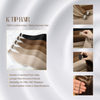 Extensions de cheveux humains vierges bruts à double trame avec pointe en K, extensions de cheveux Remy à pointe en K, vente en gros
