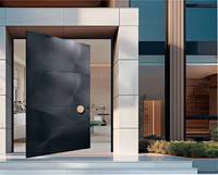 Porte de sécurité moderne pour l'entrée extérieure de la maison, porte d'entrée principale avec panneau texturé et poignée ronde