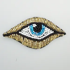 Hot-koop Fashional Keering 8*4.2 cm Secret Grote Blauwe Hemel Oog Kralen Applique Patches Naaien Kleren WPHB-718