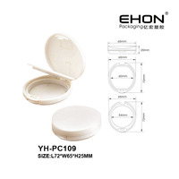 Étui à poudre pressé ovale personnalisé noir mat deux couches avec miroir moyen conteneur de fard à joues à poudre compact maquillage