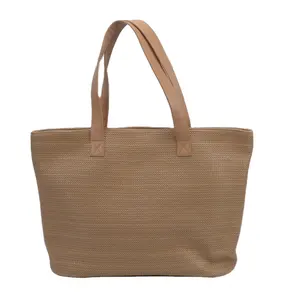Hot sale popular Handmade Tote Bag simple recycle Straw Bag design camping travel Straw Beach bag