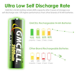 GMCELL Piles rechargeables AAA 600mAh/800mAh & AAA <span class=keywords><strong>1000mAh</strong></span> <span class=keywords><strong>1.2V</strong></span> Ni-MH pour télécommande - Product Image 3
