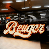 Lettres de logo en acrylique 3D miniatures, rétroéclairées et éclairées par l'avant, enseigne lumineuse pour la publicité murale