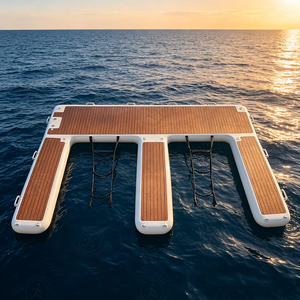 Plateforme de quai gonflable robuste DropStitch pour yacht avec échelles d'accès, tapis flottant pour piscine de yacht et parc de trampoline aquatique - Product Image 1